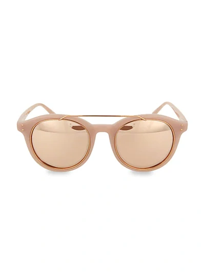 Shop Linda Farrow Novelty 51mm Round Sunglasses In Dusty Rose