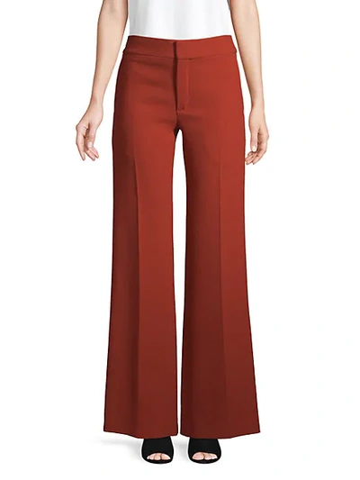 Shop Chloé Wide-leg Wool Pants In Ginger Red