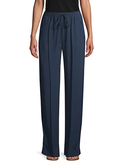 Shop Chloé Flat-front Drawstring Pants In Deep Blue