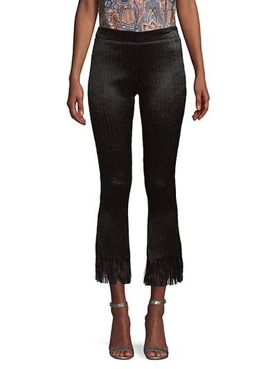 Shop Chloé Frayed Cotton-blend Cropped Pants In Black