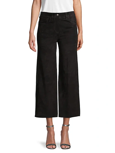 Shop Red Valentino Cropped Flared Suede Pants In Cipria