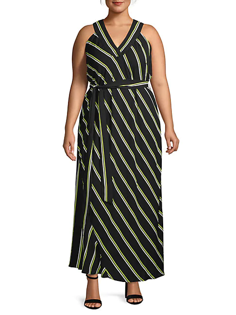 striped halter maxi dress