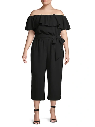 Shop Rachel Rachel Roy Plus Off-the-shoulder Wide-leg Jumpsuit In Black