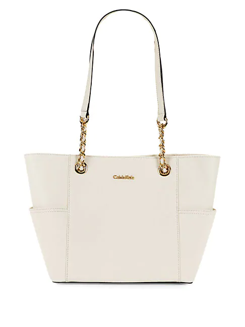 calvin klein key item saffiano leather tote
