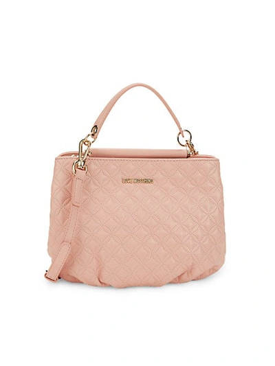 Shop Love Moschino Two-compartment Quilted Top Handle Satchel In Pink