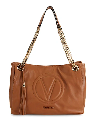 Shop Valentino By Mario Valentino Verra Sauvage Quilted Logo Leather Tote In Caramel