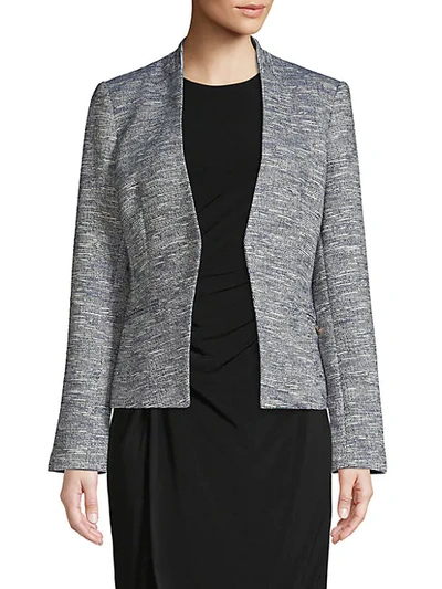 Shop Calvin Klein Heathered Open-front Blazer In Navy Combo