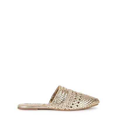 Shop Sam Edelman Natalya Gold Woven Leather Mules