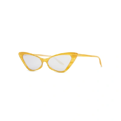 Shop Gucci Yellow Mirrored Cat-eye Sunglasses