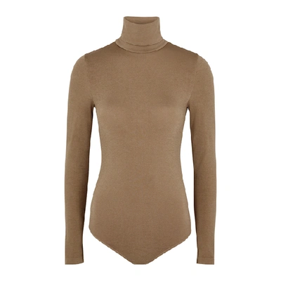 Shop Wolford Colorado Brown Cotton-blend Bodysuit In Light Brown