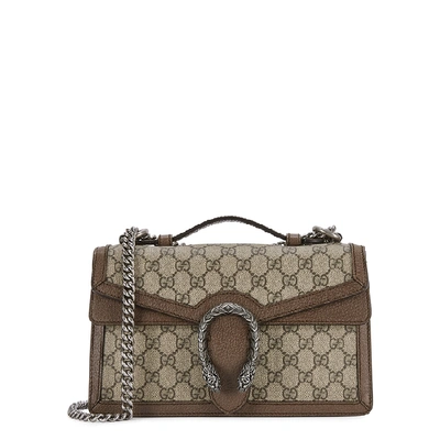 Shop Gucci Dionysus Gg Supreme Small Shoulder Bag In Brown