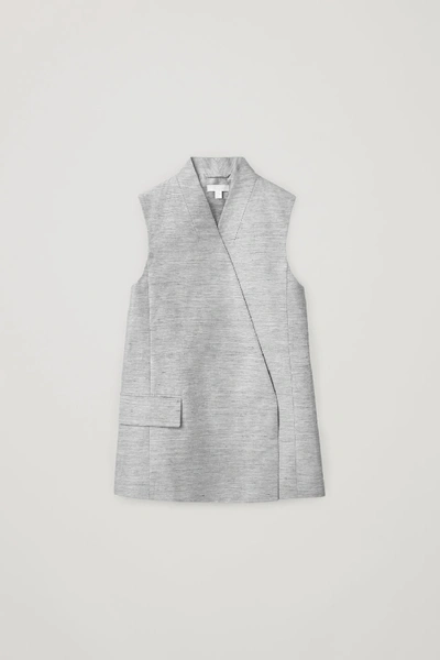 Shop Cos Sleeveless Linen-mix Blazer In Grey