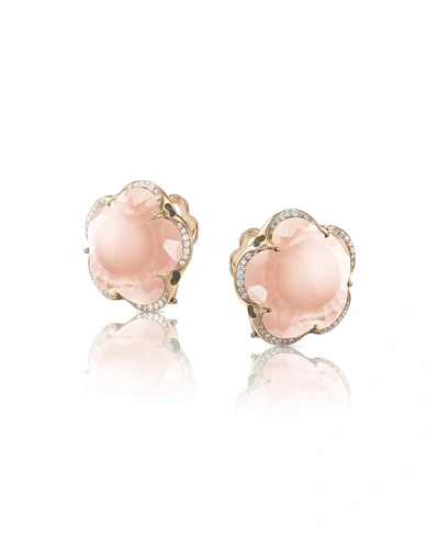 Shop Pasquale Bruni Bon Ton 18k Rose Quartz Earrings With Diamonds