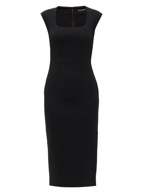 black silk sheath dress