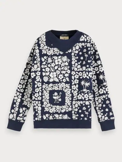 Shop Scotch & Soda Hawaiian Floral Print Sweatshirt In Blue