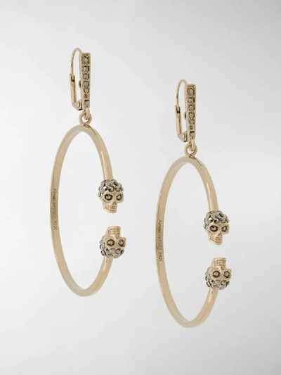 Shop Alexander Mcqueen Gold-tone Crystal-embellished Hoop Earrings In Silver
