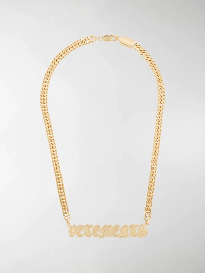 Shop Vetements Gothi Brand Necklace In Gold