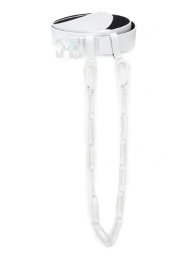 Shop Off-white Leather Paper-clip Chain Belt In White