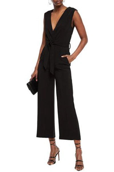 Shop Iro Crew Cropped Wrap-effect Stretch-cady Jumpsuit In Black