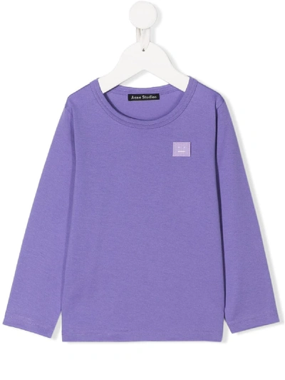 Shop Acne Studios Mini Nash Face-motif Sweatshirt In Purple