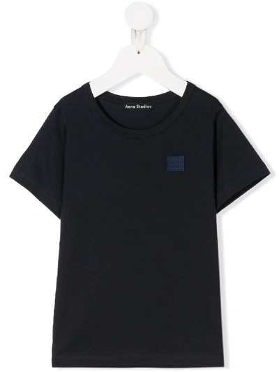 Shop Acne Studios Mini Nash Face-motif T-shirt In Blue