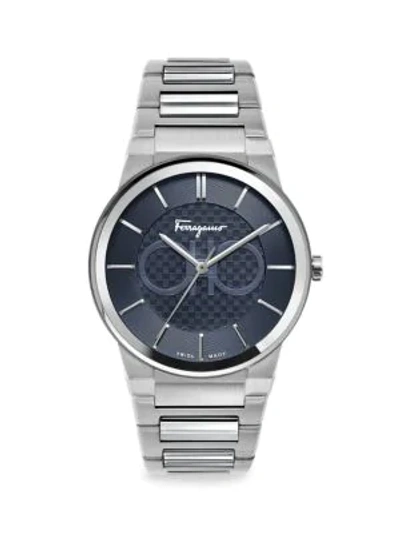 Shop Ferragamo Sapphire Stainless Steel Bracelet Watch In Silver