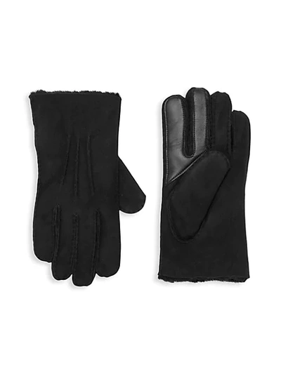 Shop Ugg Sheepskin & Leather Gloves In Chestnut