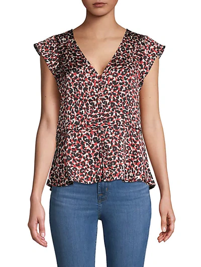 Shop Sanctuary Over The Moon Peplum Top In Red Cheetah