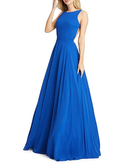 Shop Mac Duggal Plunge Back Ball Gown In Royal