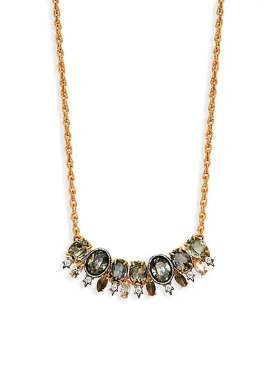 Shop Alexis Bittar Goldplated Pyrite & Crystal Bar Pendant Necklace