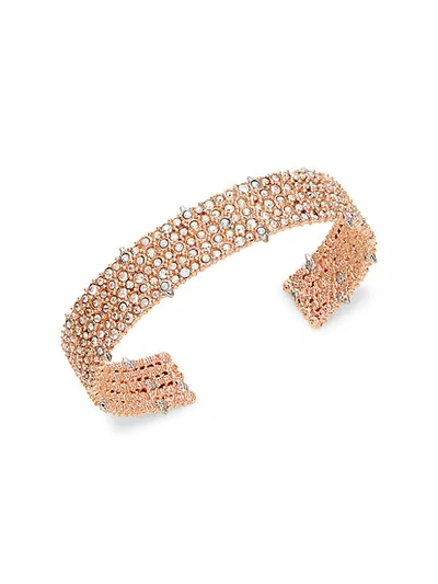 Shop Alexis Bittar 10k Rose Goldplated & Crystal Cuff Bracelet