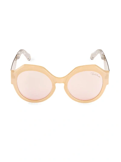 Shop Roberto Cavalli Women's 56mm Oval Sunglasses In Beige