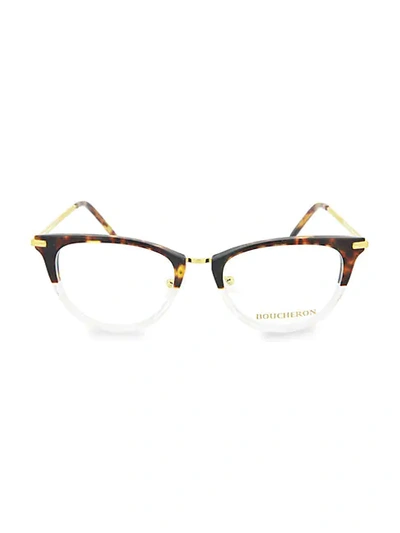Shop Boucheron Women's 51mm Round Optical Glasses In Tortoise
