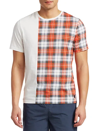 Shop Madison Supply Split Check T-shirt In Bright White Combo