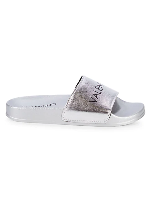 silver metallic slides