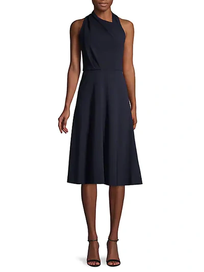 Shop Dkny Halter Fit-&-flare Dress In Midnight