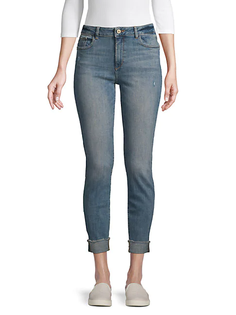 Dl Folded-cuff Skinny Jeans In Indigo | ModeSens