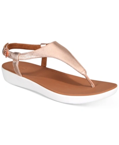 Shop Fitflop Lainey T-strap Slingback Thong Sandals Women's Shoes In Rose Gold