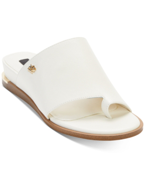 white flat slide sandals