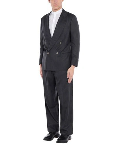 Shop Giorgio Armani Suits In Steel Grey