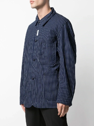 Shop Engineered Garments Striped Shirt Jacket In Blue
