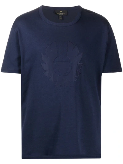 Shop Belstaff Tone-on-tone Logo T-shirt In Blue
