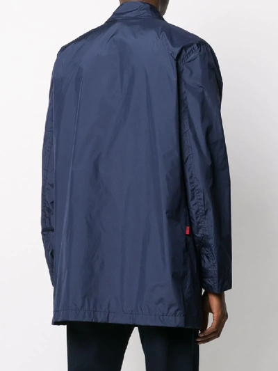 Shop Woolrich Concealed Front Coat In Blue