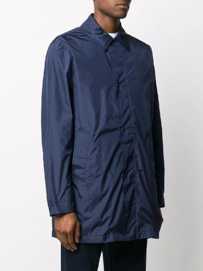 Woolrich Concealed Front Coat In Blue