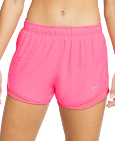 Shop Nike Women's Dri-fit Tempo Running Shorts In Digital Pink/digital Pink/wolf Grey