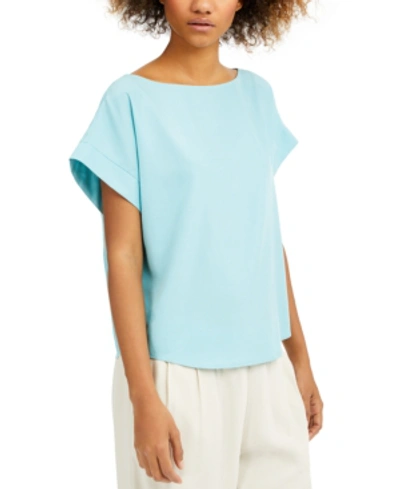 Shop Eileen Fisher Relaxed Boat-neck Cap-sleeve Top In Scarb