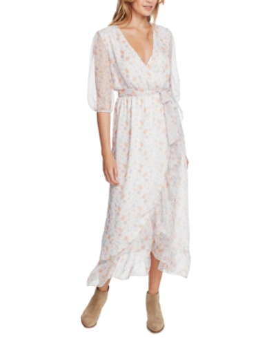 Shop 1.state Woodland Floral-print Wrap Maxi Dress In Soft Ecru