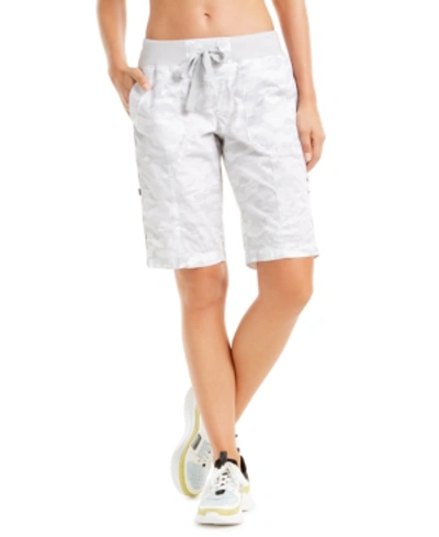 Shop Calvin Klein Performance Camo Convertible Cargo Bermuda Shorts In Camo Silver Dust Combo