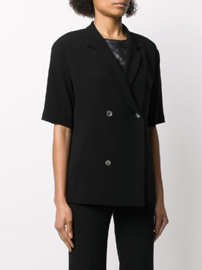 Shop Alberto Biani Fitted Double-breasted Blazer In Black