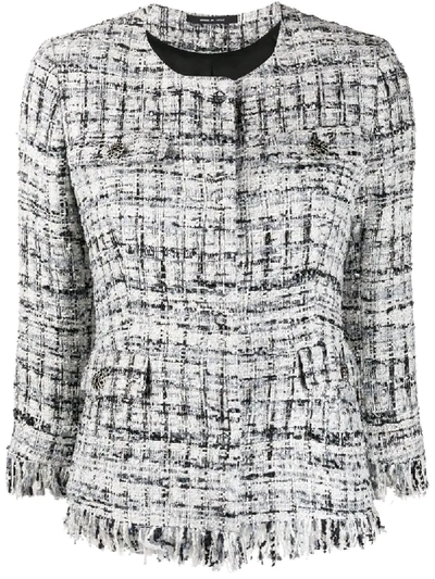 Shop Tagliatore Fitted Tweed Jacket In White